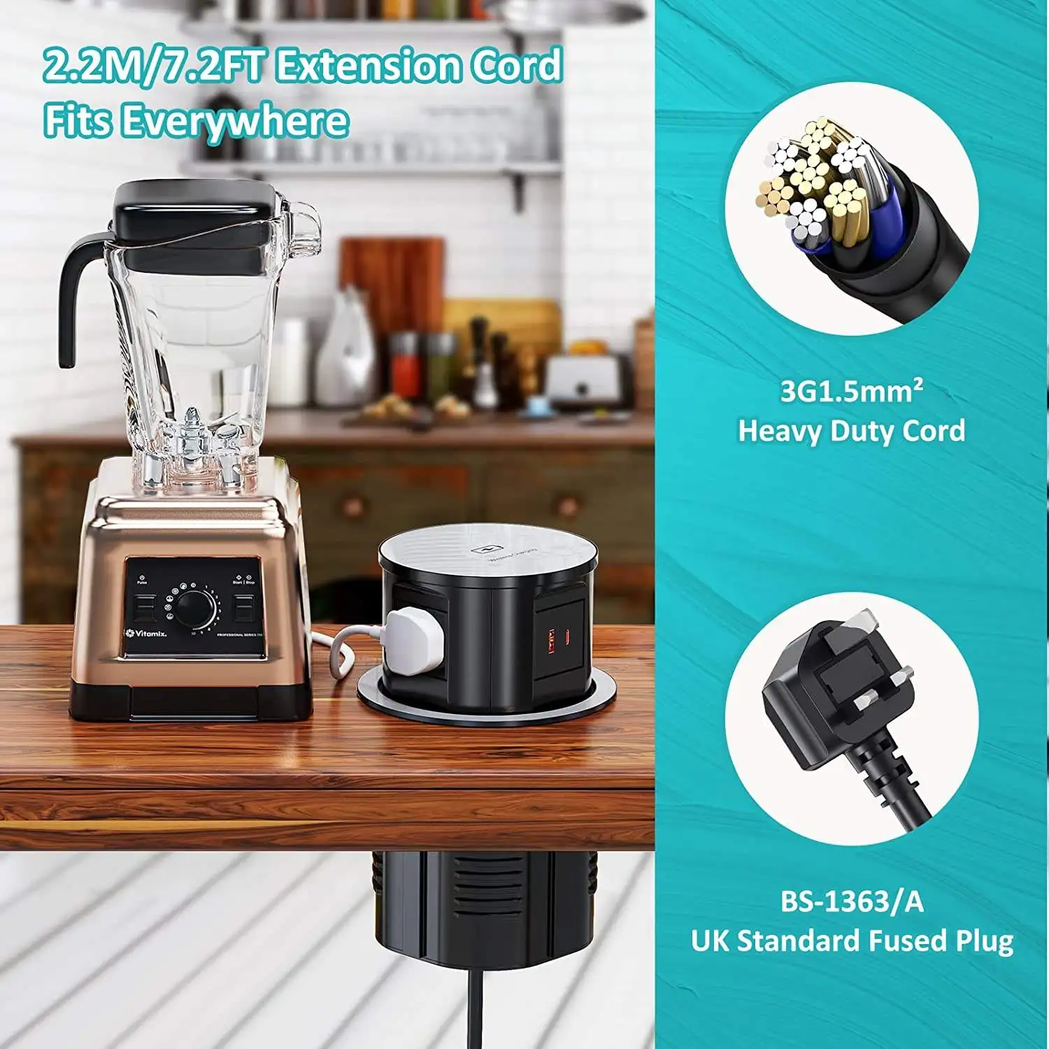 Uk Pop up Socket Desk Power Outlet Recessed Kitchen Worktop Pop up Power Socket Wireless Charger Retractable Pop up Power Outlet