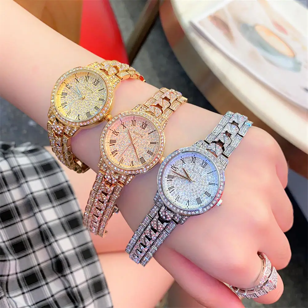 Scottie 9322 Women's Luxury Wrist Watch - Rose Gold & Crystal