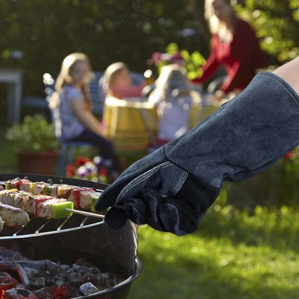 Guanti Da Saldatura Resistente Al Calore 500°C - Pelle E Kevlar, Per Forno, BBQ, Lavori Pesanti - Foto 5