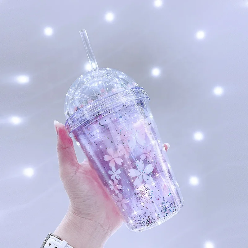 Girlwill вишневый цвет Двойная Стенка купольные крышки пластиковые чашки производитель напитков стакан кружки Mholesale Пользовательский логотип