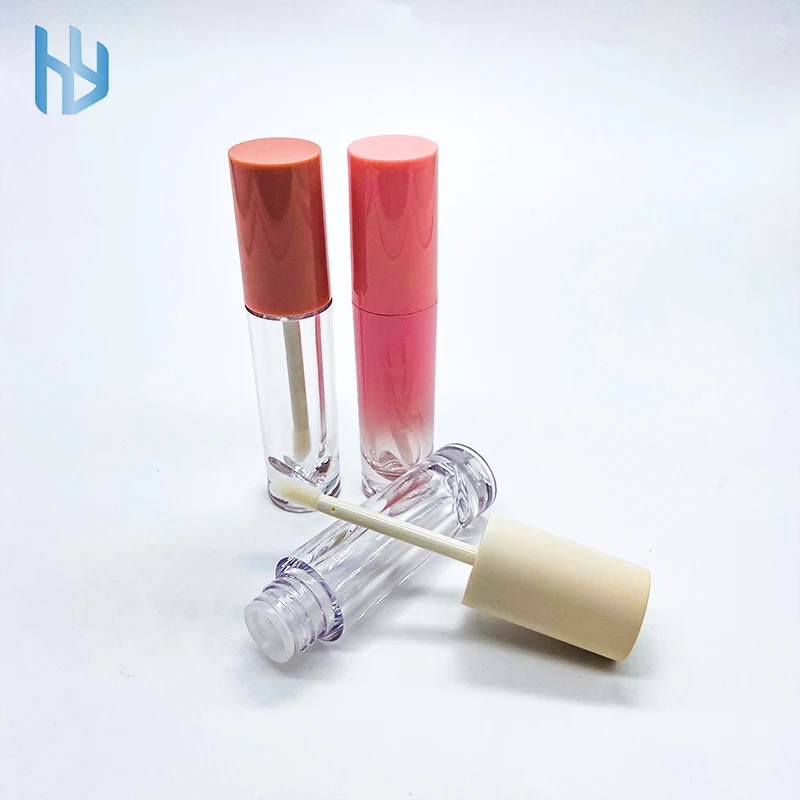 定制标志白色粉红色4毫升空唇彩容器管