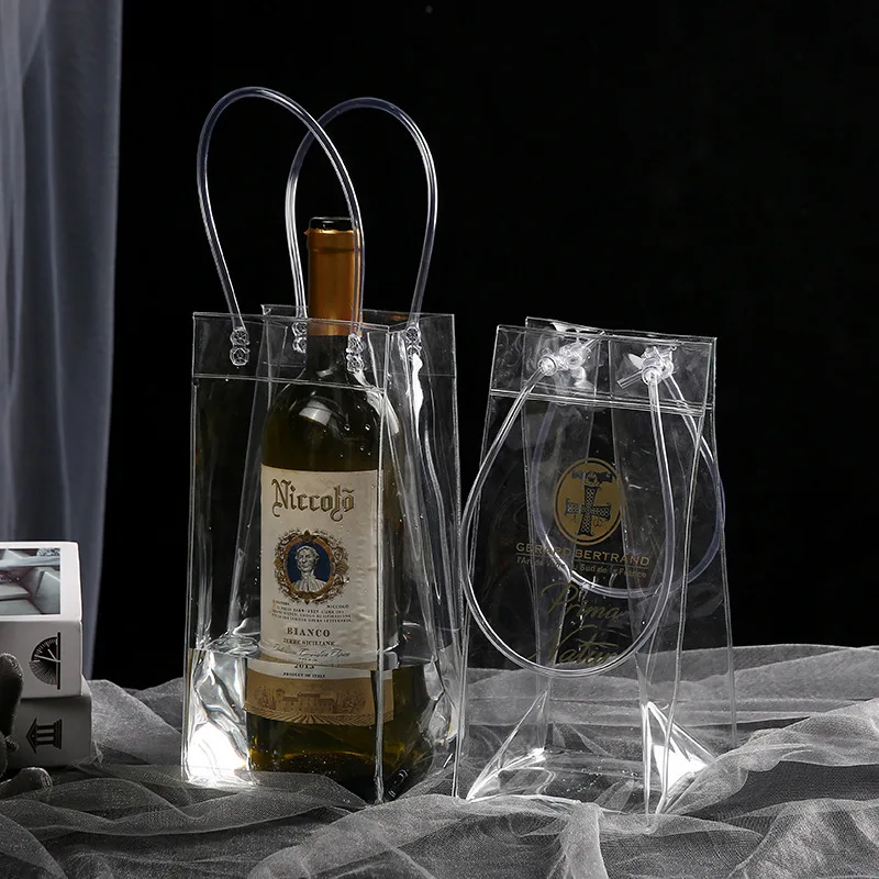 Portable Collapsible Transparent Chilling Wine Bottle Cooler Bag Pvc