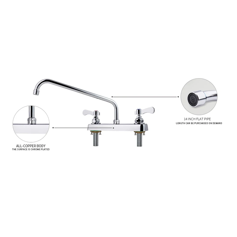 Hot Selling Modern Design Dual Handle Brass Water Tap Hot Cold Commercial Kitchen Sink Faucet for Application 2 Holes supplier