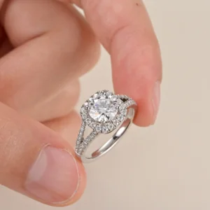 Fine Custom No Tarnish Jewelry S925 Sterling Silver Rings Classic Moissanite Luxury Sparkly Rings for Women Wedding Engagement