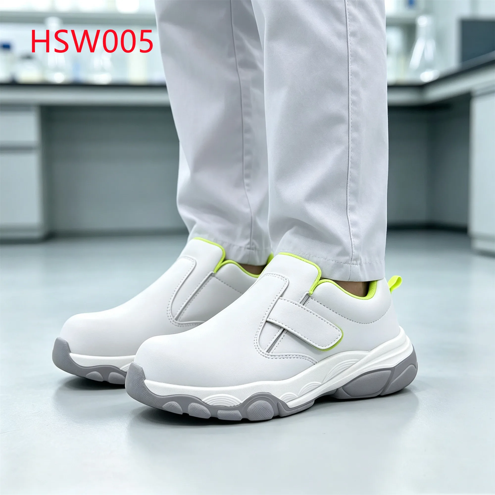 LXG,Quality Control Lab Pull-on Style Hua Singh White Safety Shoes Clean Workshop Fiberglass Toe Insert Unisex Work Clogs HSW005