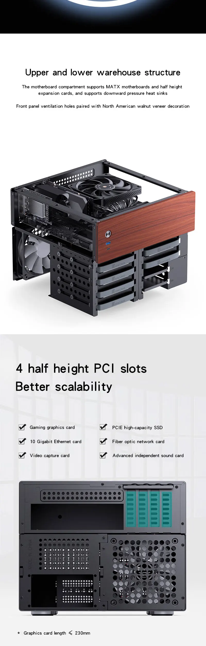 JONSBO Mini-ITX N4 NAS Mid Tower Case with 8+1 HDD Bay, Dual 120mm Fans ...