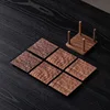 Black Walnut Square Hammered Flat Coaster Set