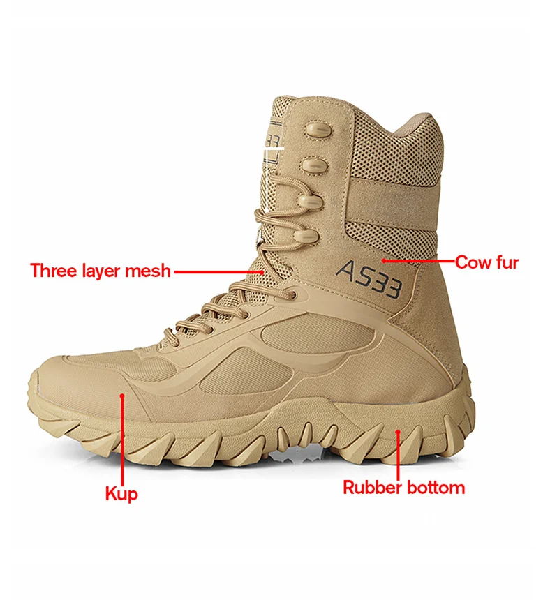 Factory Direct High Top Men's Mountaineering Tactical Desert Boots Off