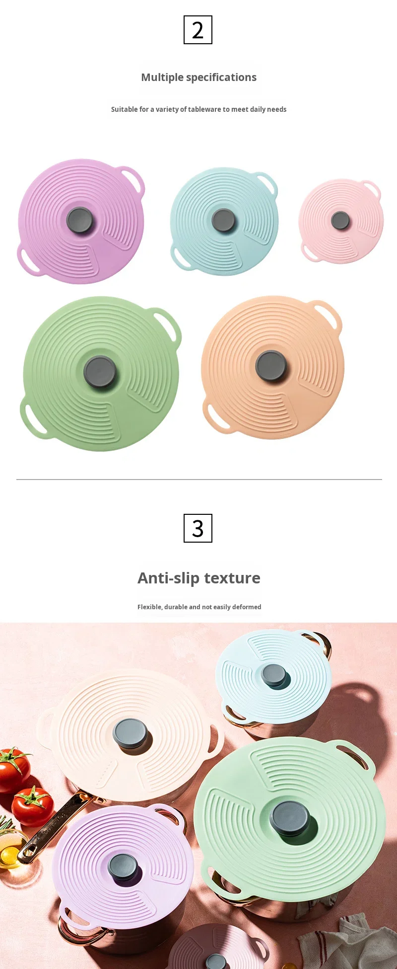 Antibacterial Silicone Cover Reusable Stretch Lids for Food Caps Universal Silicone Bowl Pot Lid Cover Pan Sealed Cookware Parts factory