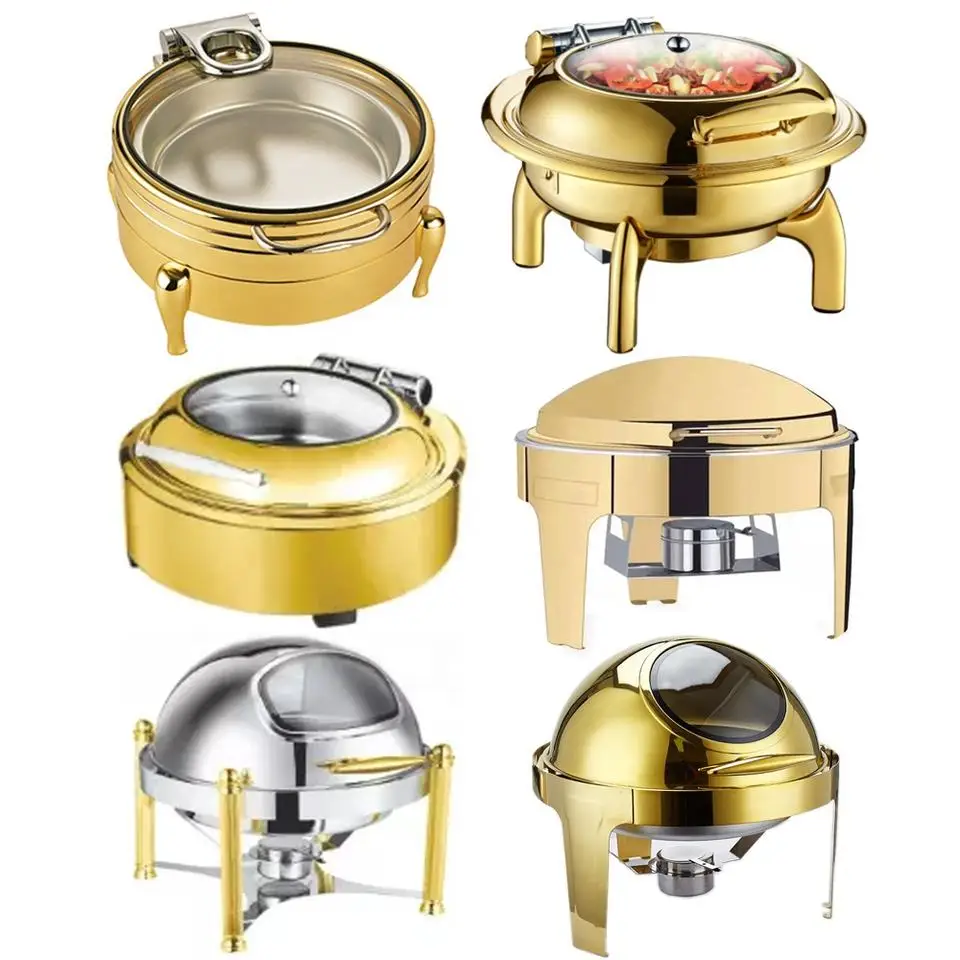 安いキッチン用品ステンレス鋼鍋ロールトップゴールドチャー