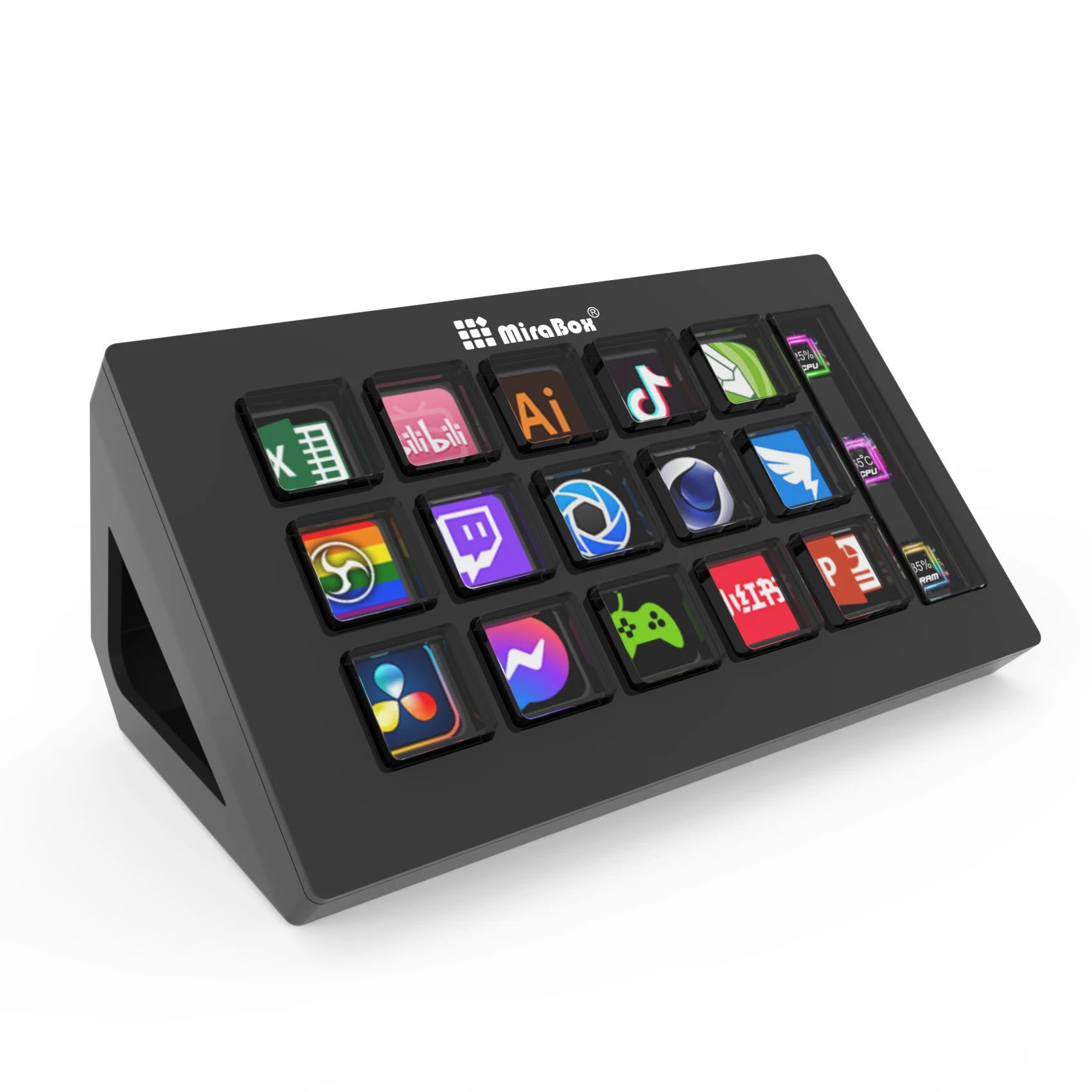 Controlador Stream Deck Macropad com 15 Teclas LCD para Edição de