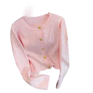 Customized Spring Children Sequined Printed Clothing Sequin Cardigan Jacket for 2-14T Kids