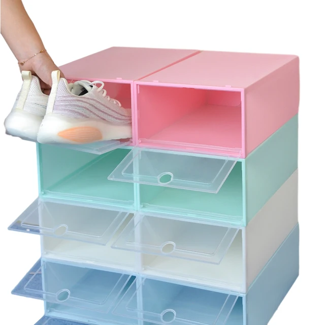Factory direct sales transparent shoebox shoebox box dust-proof flap can be stacked combination of shoes cabinet