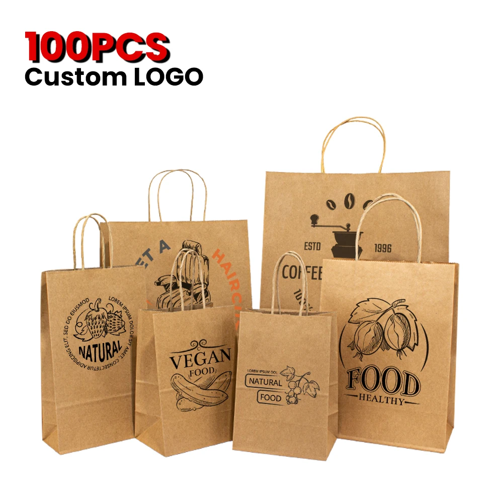 Andy Custom Brown Kraft Paper Bag with Handle Eco-Friendly Low