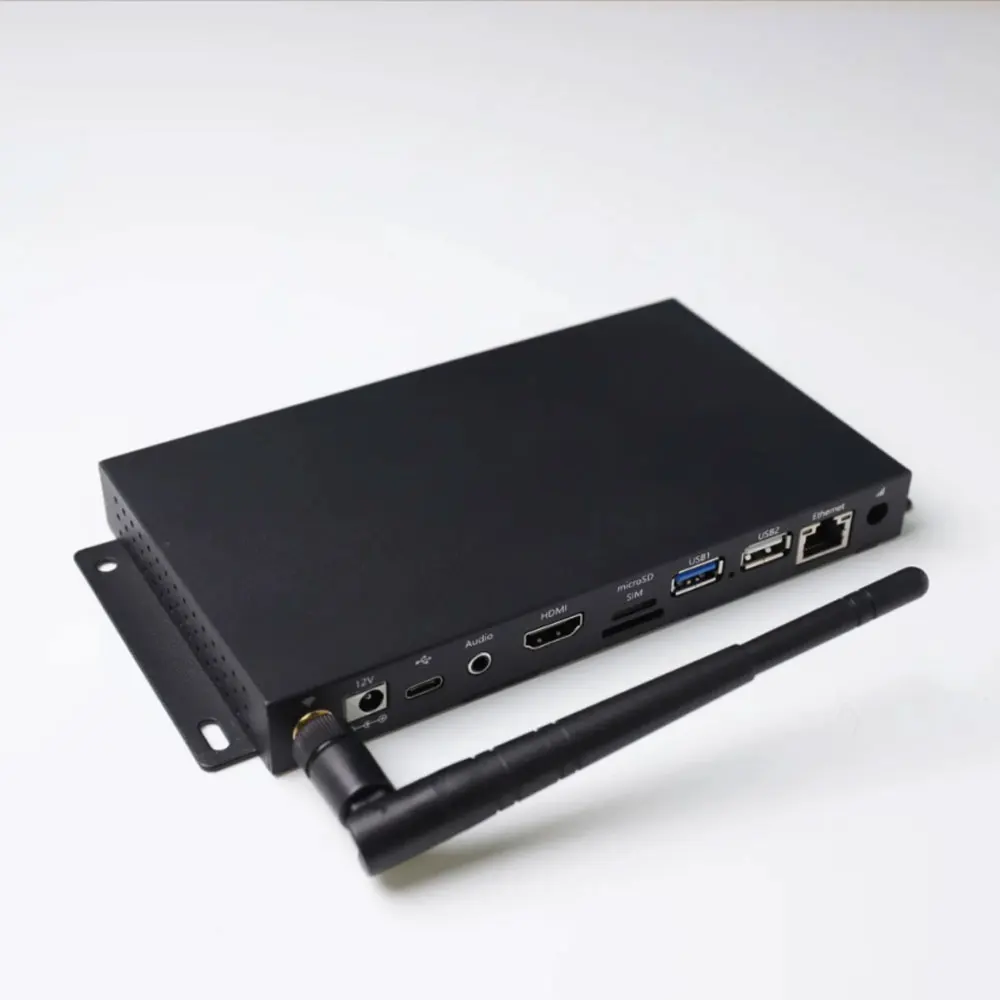 RK3288 Android HD 4K 8K commercial media player for displaying digital signage advertisements.
