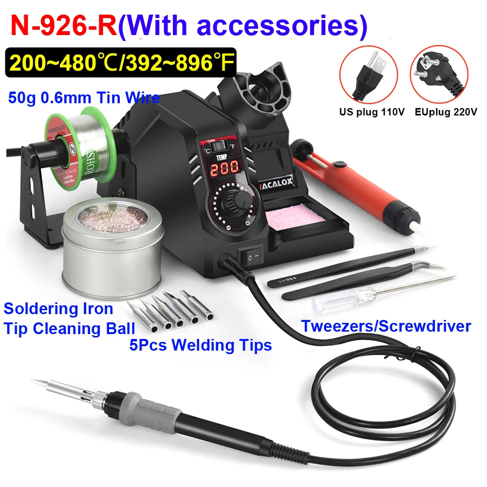 130w Soldering Iron Station With 5pcs Iron Tips Cleaner Flux Solder ...