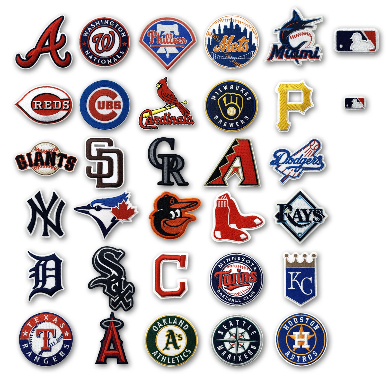 Baseball Major League Team Logo Applique Iron On Embroidery Patches Set ...