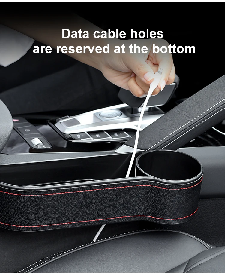 Car Seat Side Gap Filler Seat Leakproof Finisher Multifunctional Leather Storage Box Water Cup Holder Interior Accessories