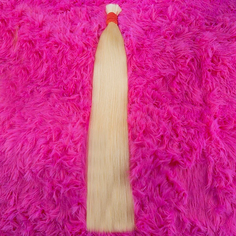 100% Real Virgin Straight Human Hair Bulk Extension Bundles 613 Honey Blonde Weaving For Braiding_voghion.com