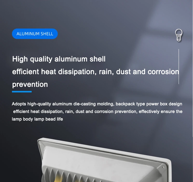 ไฟฟลัดไลท์ LED 30W 150W สีขาวหรี่แสงได้กันน้ำอลูมิเนียมกันระเบิดสำหรับไฟแนวนอน