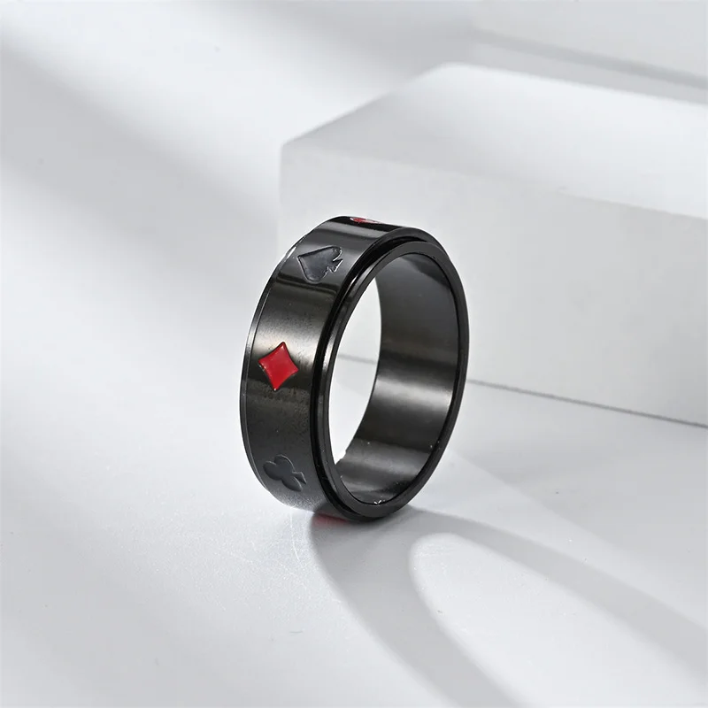 Fashion Men's Spade Block Playing Card Rings Wholesale 316