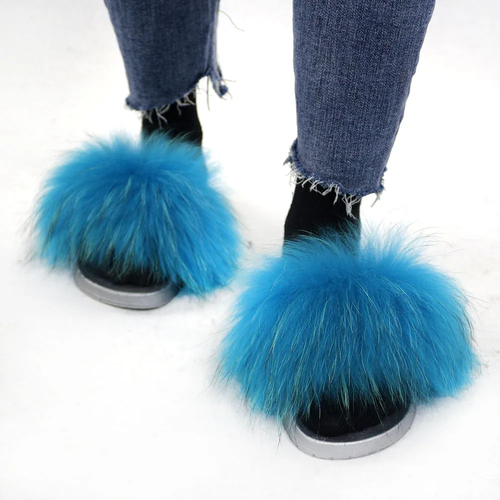 real racoon fur slides