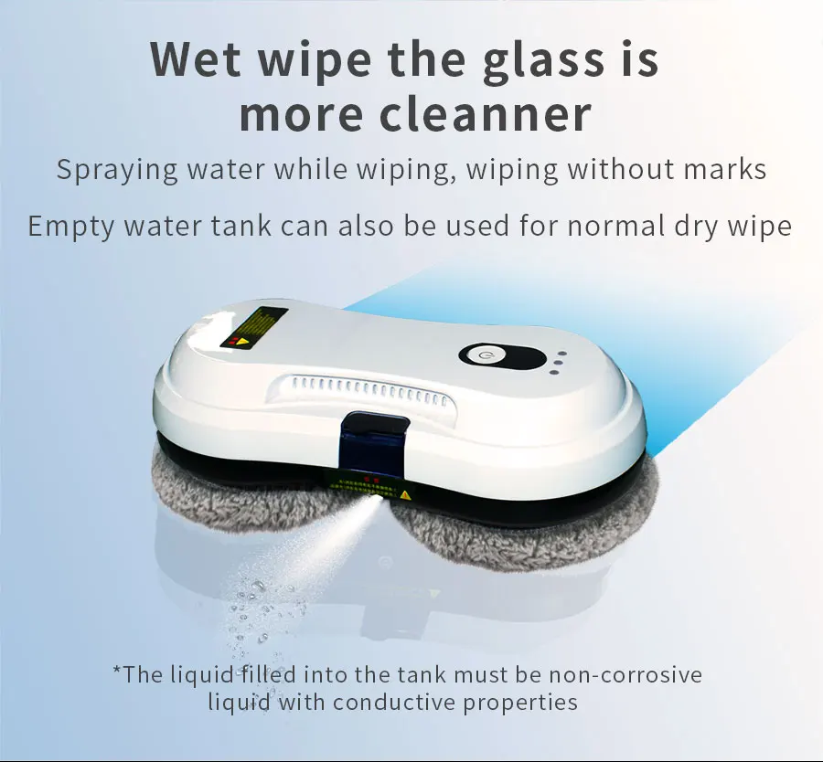 Super Slim Electric Window Cleaning Robot With Automatic Spray Water
