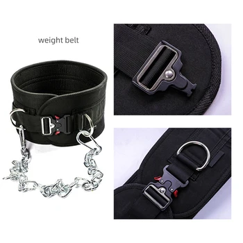 Pull-up Belt Weighted Dip Belt with Chain Double D-ring Weightlifting Back  Support Strap Home Gym Equipment Waist Belt 