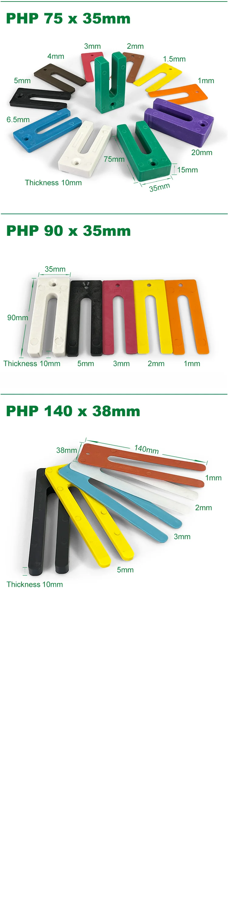 90x90mm Square Plastic Slotted Shim Factory Price Plastic Horseshoe