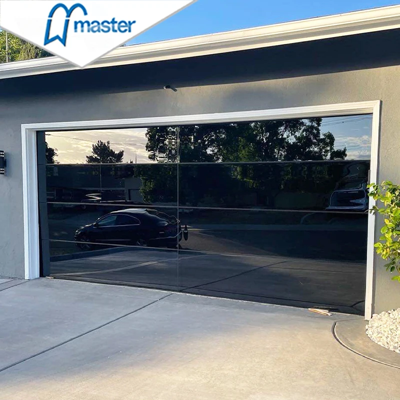 Double Frameless Modern Design Overhead Electric Automatic Sectional Aluminum Mirror Glass Garage Door for Home