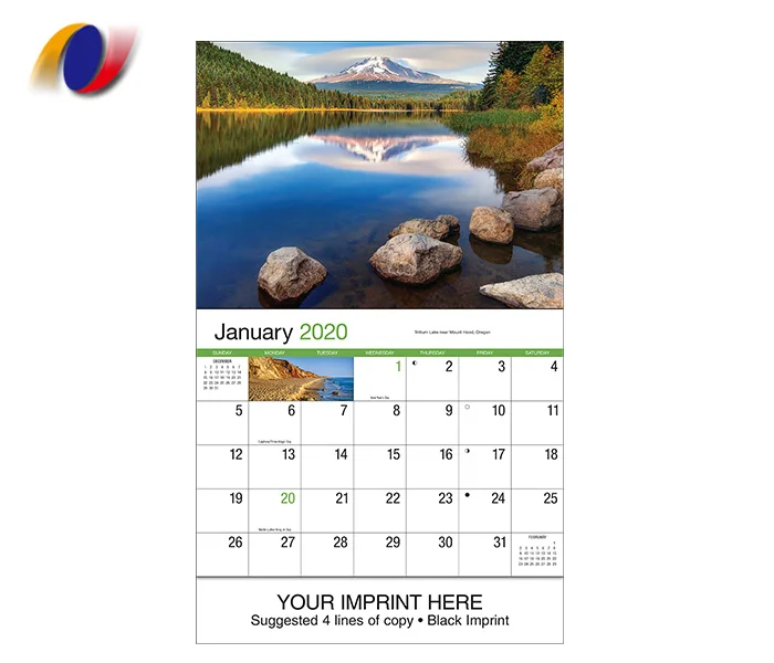 2025 OEM Landscape Wall Calendar Monthly Tear off Design in Variety Paper Types Cardboard Kraft Offset Art Coated Fancy Papers