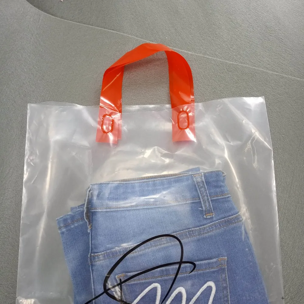 Custom logo Transparent Shopping Bag Custom Plastic Shopping Bag with Handles