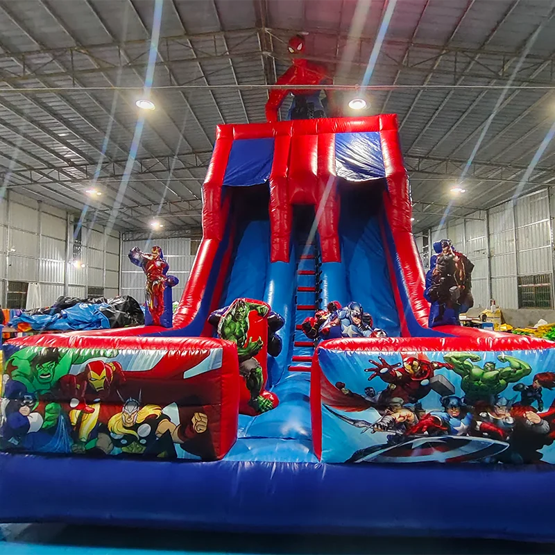 Inflatable for Slide Kid Commercial Spiderman Double Slide Inflatable for Children Giant Inflatable Dry Slide with Blower