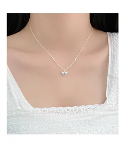 S925 Sterling Silver Summer New Love Necklace for Women Simple INS Niche Design Luxury Temperament Clavicle Chain Zircon Main