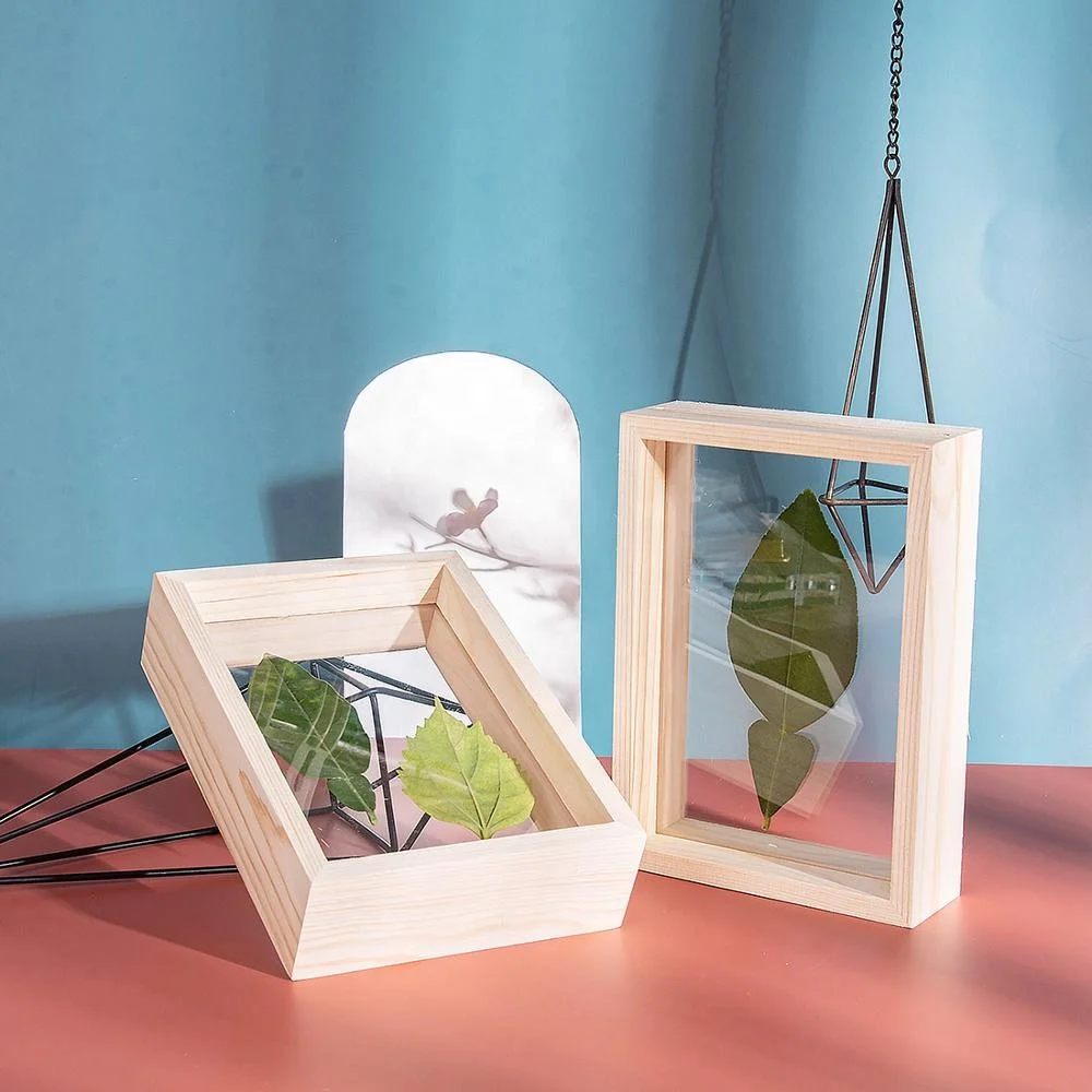 
Деревянные фоторамки 4x6, двусторонние акриловые рамки для гербаритов, растений, рамка для образцов, декор стола для отображения высушенных листьев и цветов 