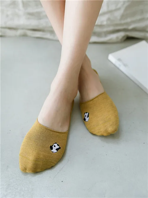 CLIMATE Girl cute little animal embroidered invisible socks with silicone anti slip and breathable cotton socks