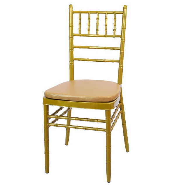 Wholesale Cheap Gold Sliver Metal Hotel Event Banquet Wedding Chair Stackable Chiavari Napoleon Chairs with Cushion