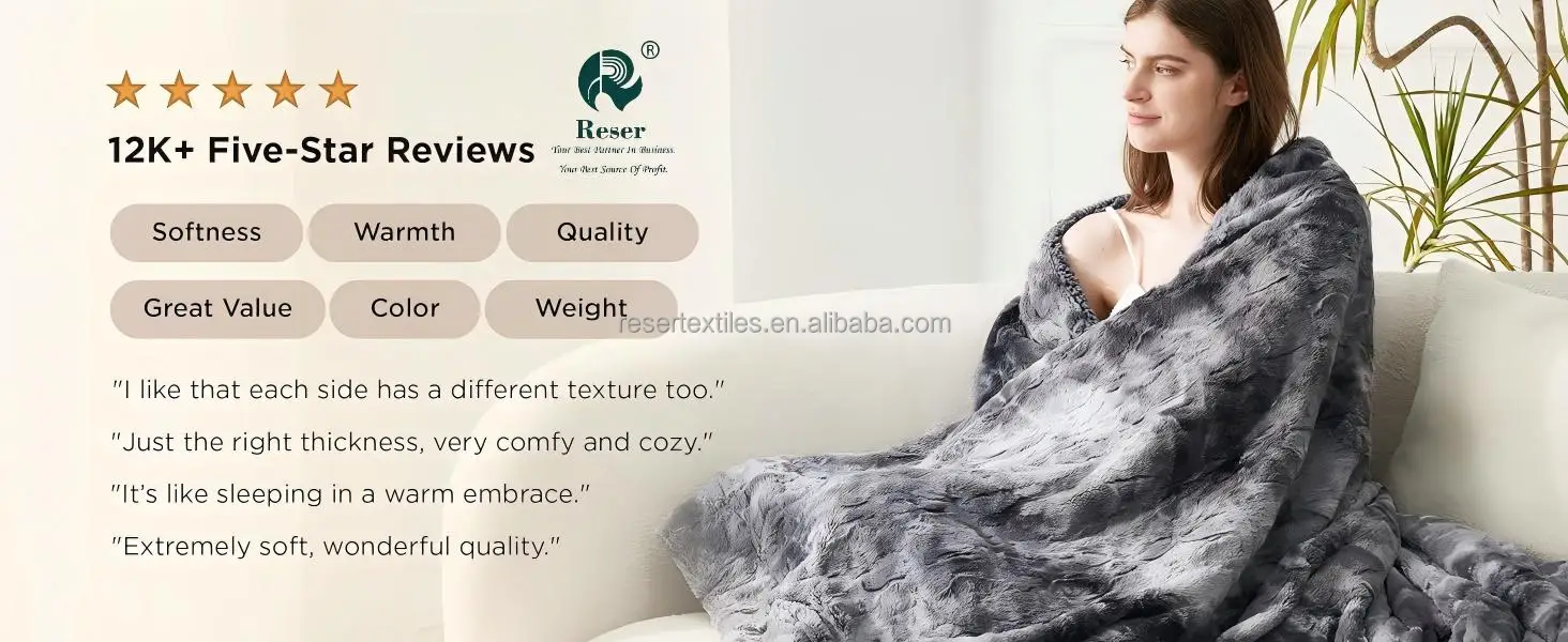 Modern Knitted Winter Blanket Fluffy Soft Solid Fleece Throw Long Hair Faux Fur Cozy Fuzzy Sherpa Plush Warm 100% Polyester