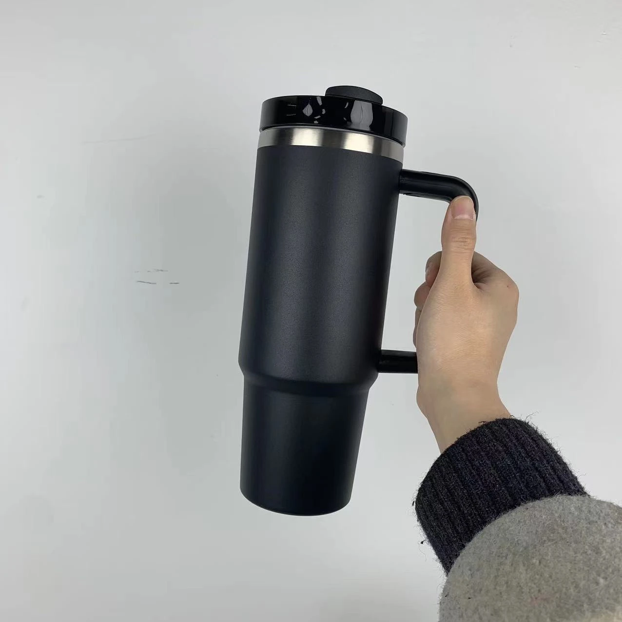 40oz Tumbler With Folding Straw Reusable Stainless Steel Water Bottle