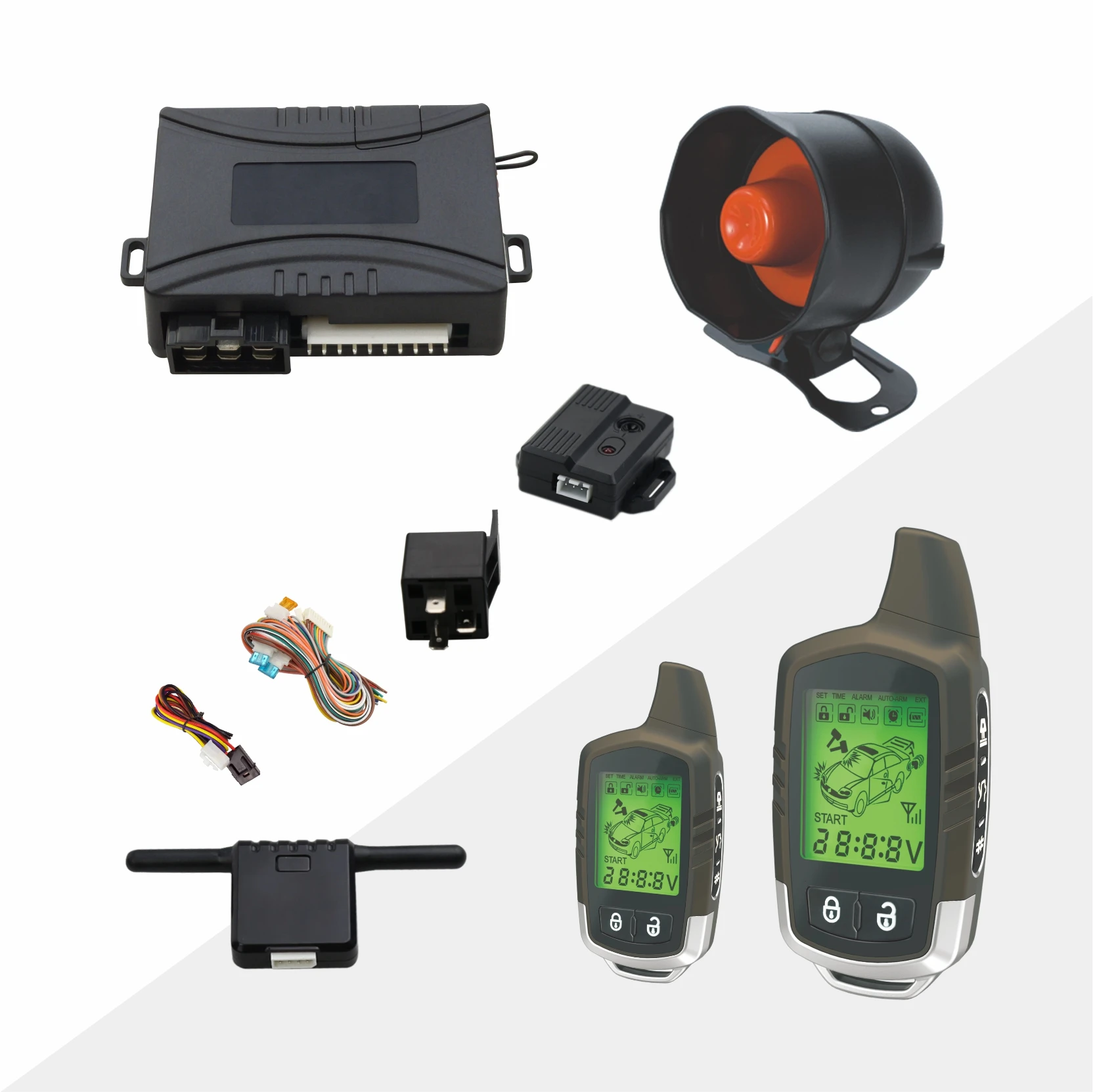 NTO 2 Way Touch Sensitive Dynamic Remote Display Two Way Car Alarm Security System Manual Parts and Accessories for Car