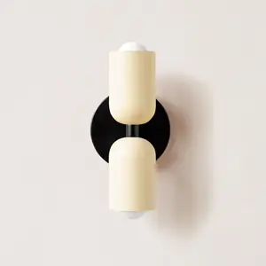 JACKSUN Modern LED Iron Ceramic Wall Sconce Lamp White+Gold Shade 3000K Warm White Bedroom Living Room Bathroom Hotel Restaurant