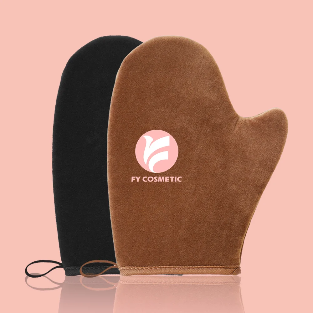 Oem Custom Color Logo Dual Sided Super Soft Deluxe Velvet Tanning Mitt