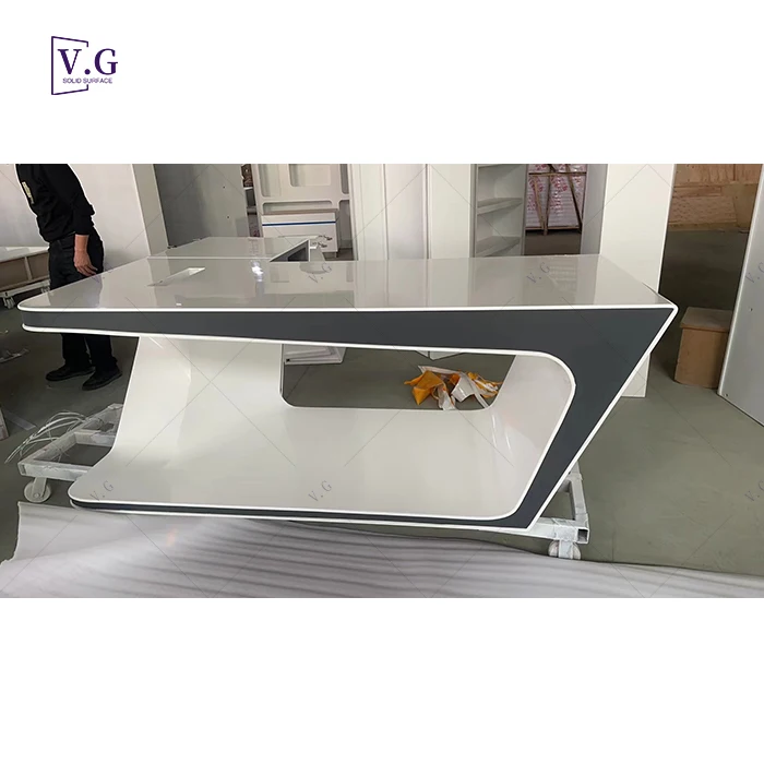 Custom modern office table design photos white color office counter