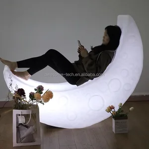 Hot Sale Outdoor LED Moon Swing Illuminated Chair Motif Lights Hanging Plastic for Garden Patio Balcony Christmas Remote Control