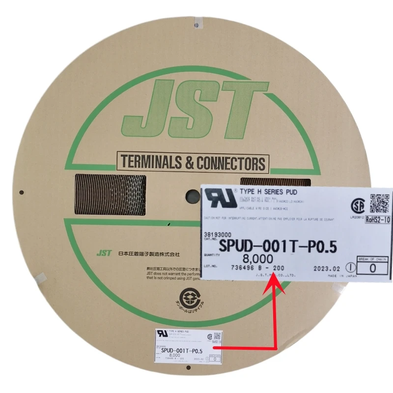 Original Crimping Terminal JST SPUD-001T-P0.5 SPUD-002T-P0.5 Board-to-Wire  Connector with Secure Locking Device Contact in Stock