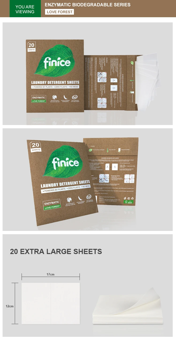 Finice Mild Formula Laundry Soap Sheets Clean Washing Detergent Sheets