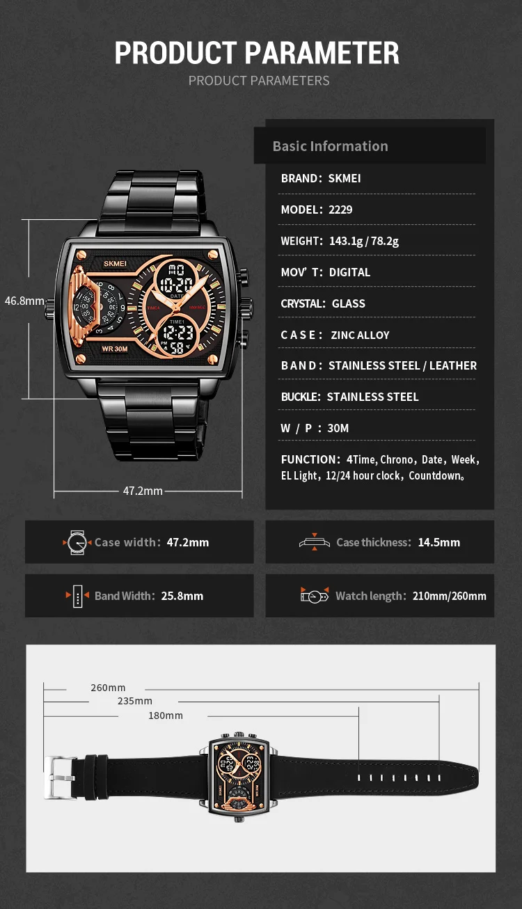 Skmei 2229 Analog Digital Sports Watch