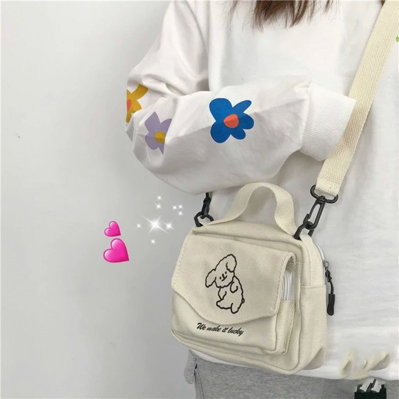 Холщовая Сумка через плечо с мультяшным принтом холщовые сумки на молнии оптовая продажа симпатичная сумка-тоут для