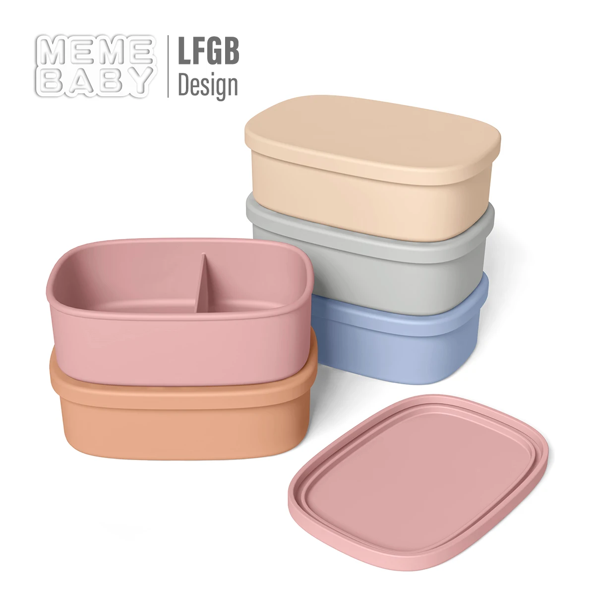 Silicone Bento 2 Section Lunch Box Food Microwave Dishwasher Safe Food Container Outside School