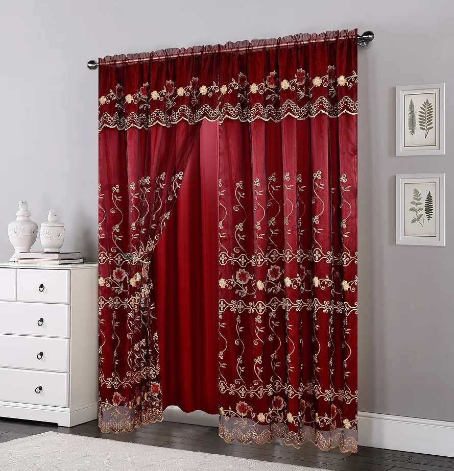 Wholesale Double Layers Home Window Curtains Modern Valance Design